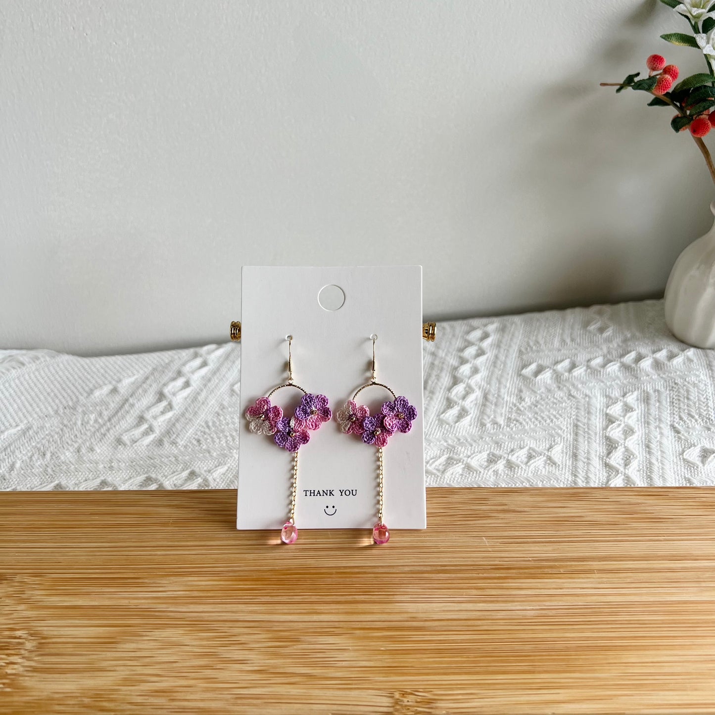 Mini Crochet Earrings | Flower Earrings | Handmade Drop Earrings | Unique Gift for Her