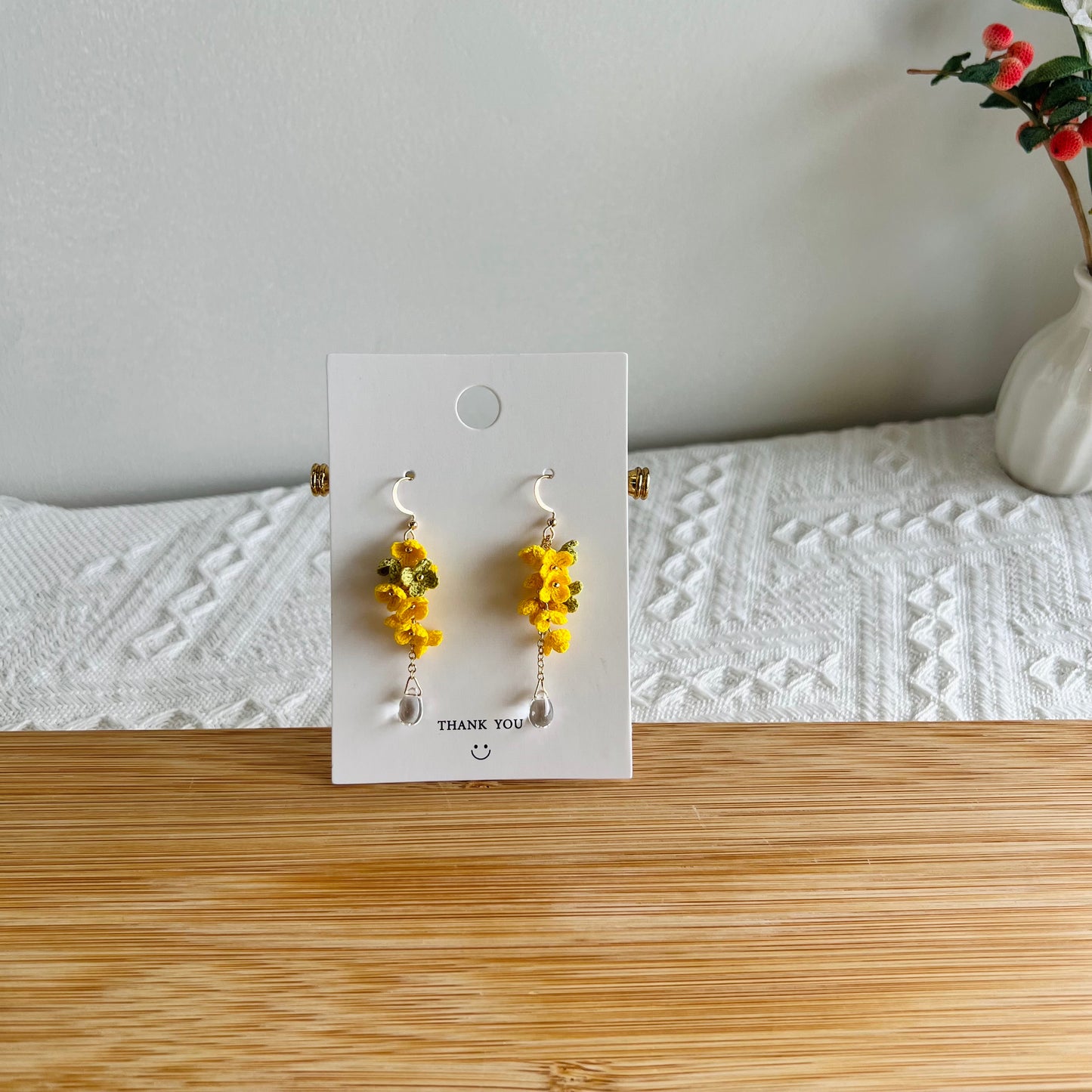 Micro Crochet Flower Earrings | Handmade Dangle Earrings | Unique Gift for Her