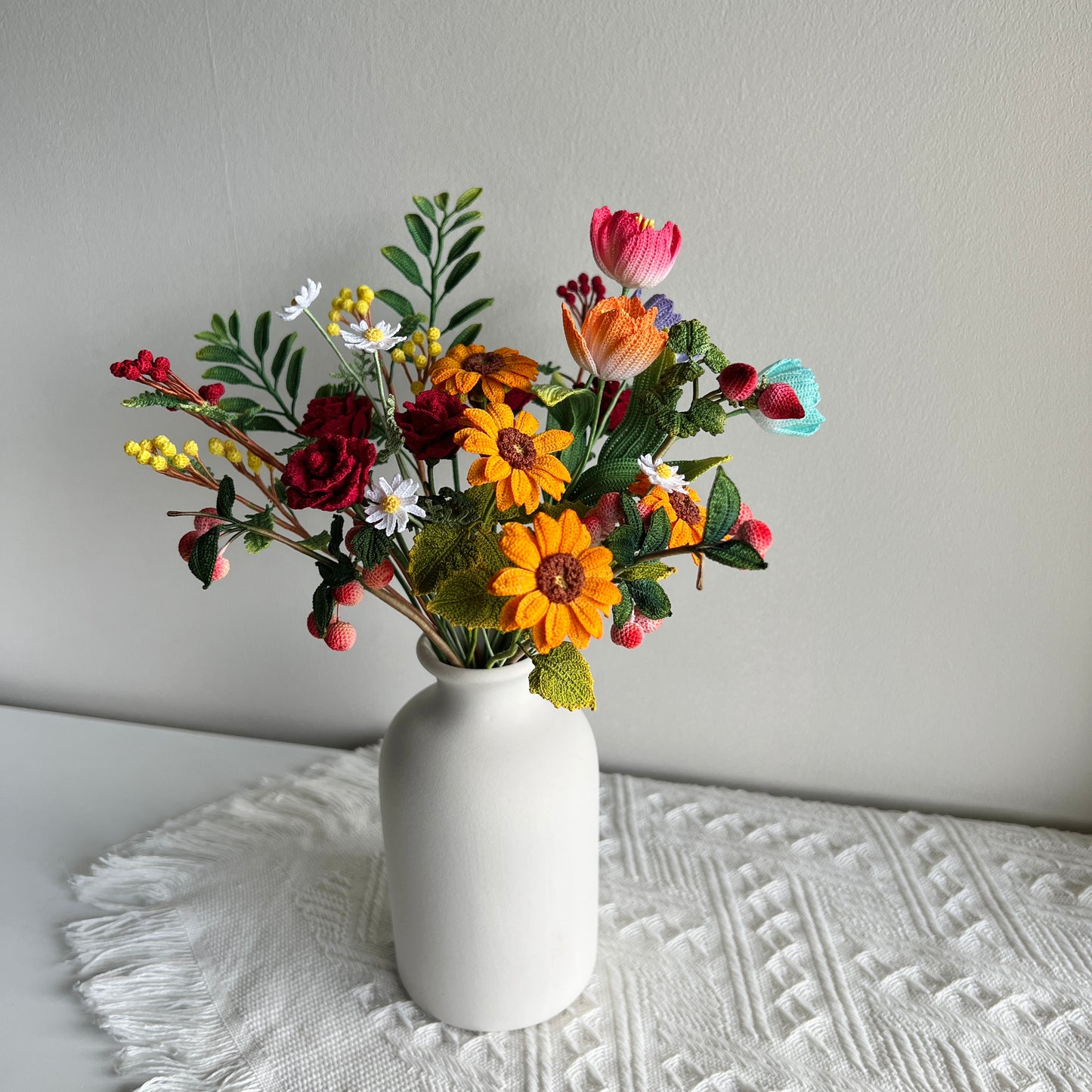 Micro Crochet Flower Bouquet | Crochet Flowers | Handmade Home Decor | Unique Gifts for Her