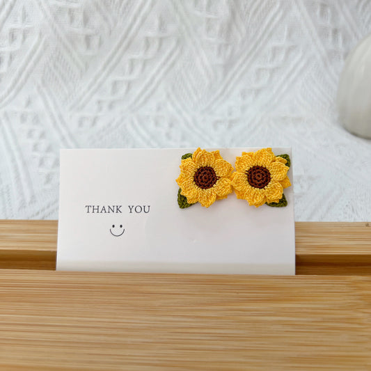 Micro Sunflower Earrings | Crochet Sunflower Studs | Sunflower Studs Earrings | Handmade Sunflower Earrings
