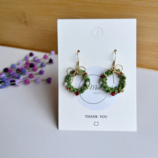 Micro Crochet Christmas Earrings | Crochet Christmas Garland | Handmade Garland Jewellery | Unique Gifts for Her