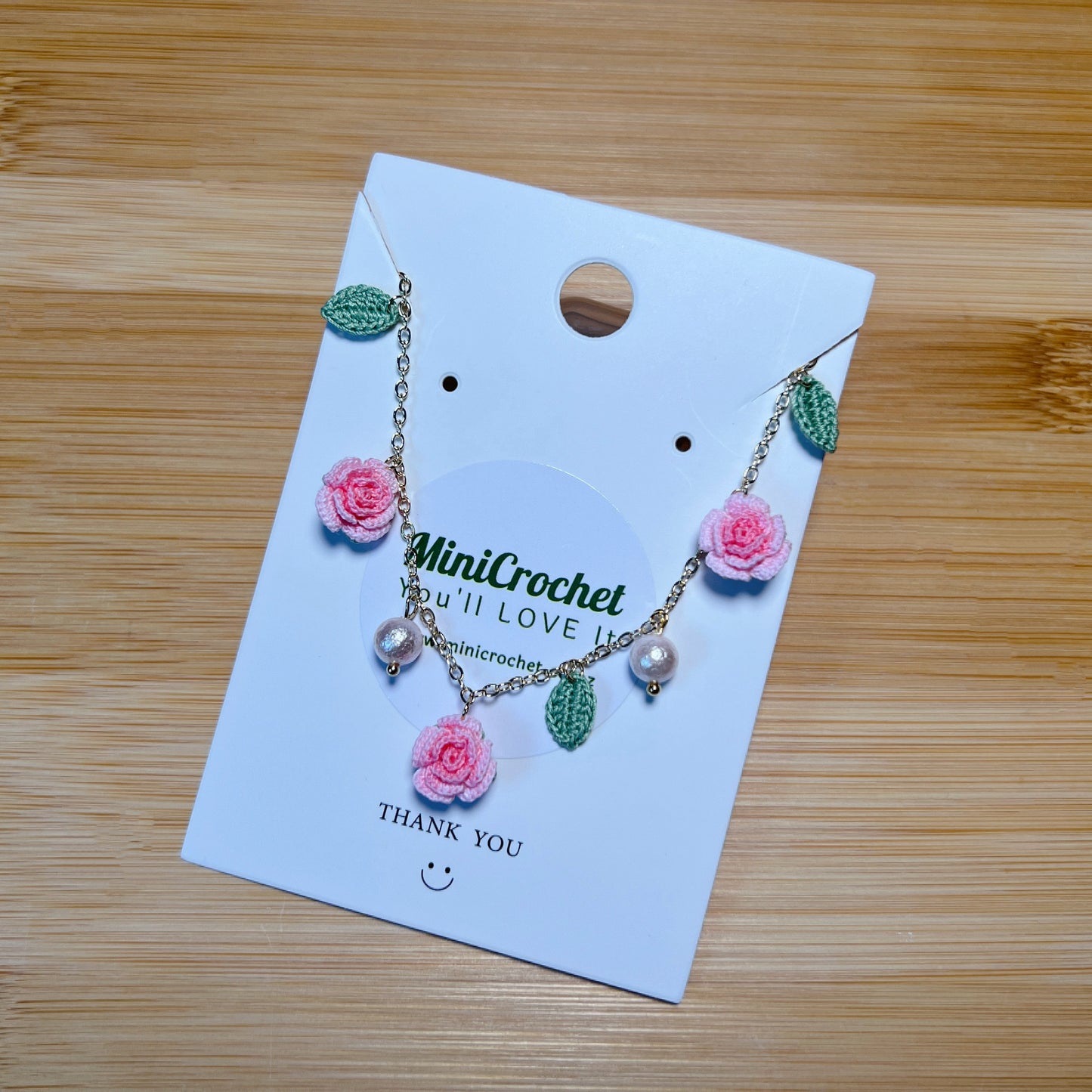 Micro Crochet Flower Rose Necklace | Special Gift for Her