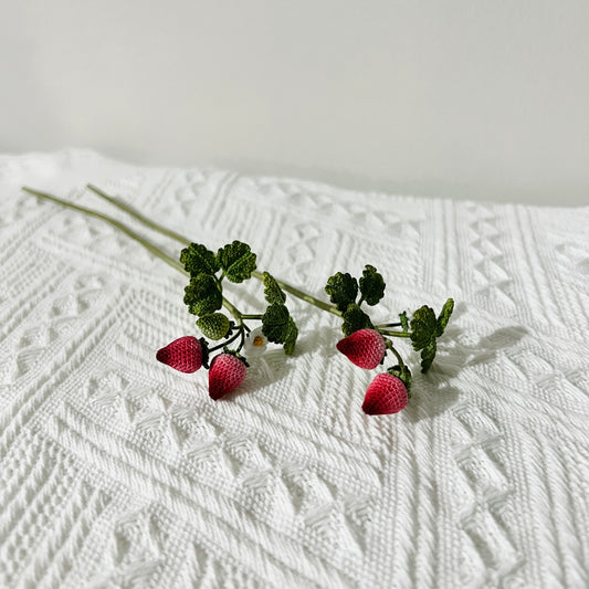 Micro Crochet Strawberry Plants | Beautiful Handmade Decor | Special Book Mark | Unique Gift for Her