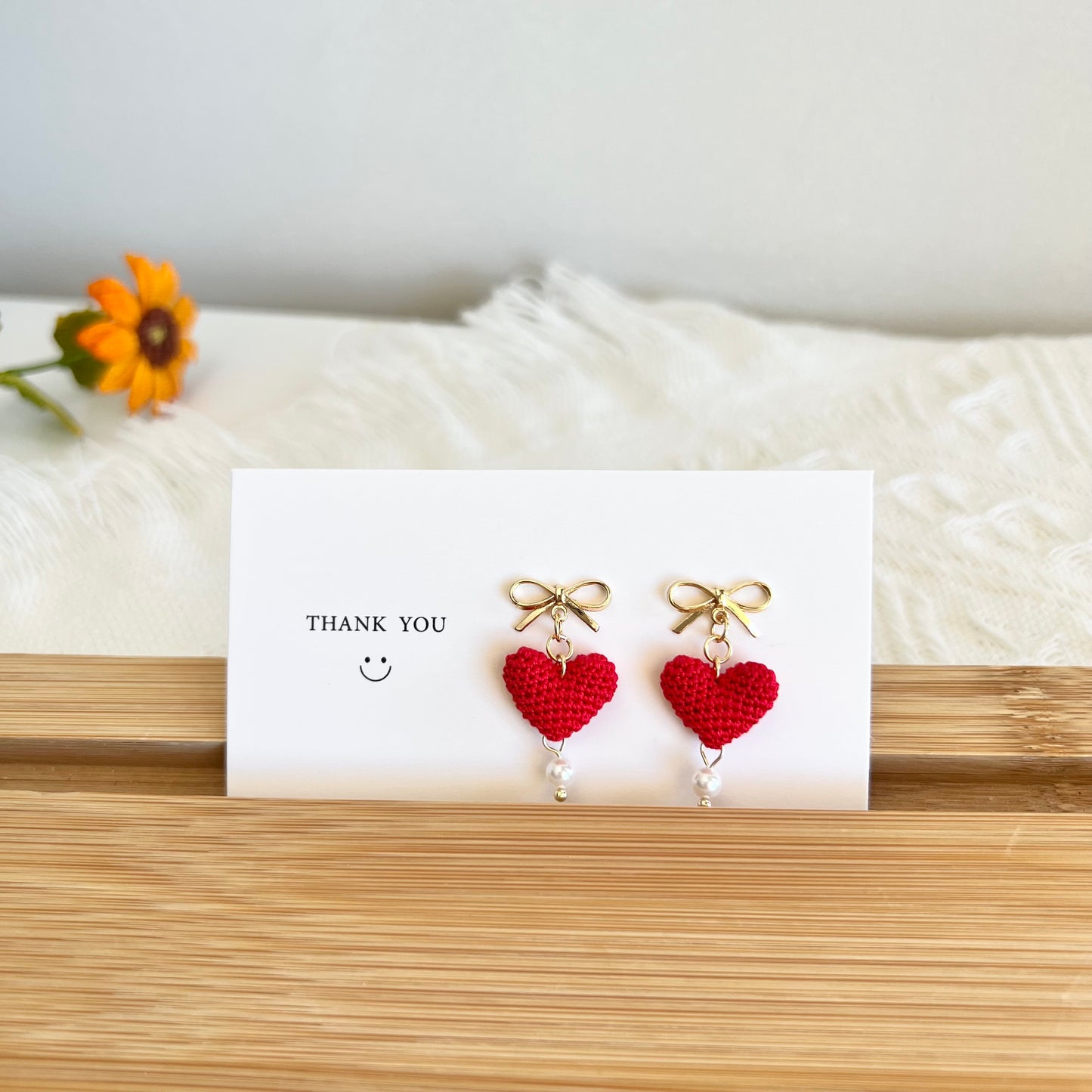 Micro Crochet Earrings | Heart Drop Earrings | Handmade Gifts for Her
