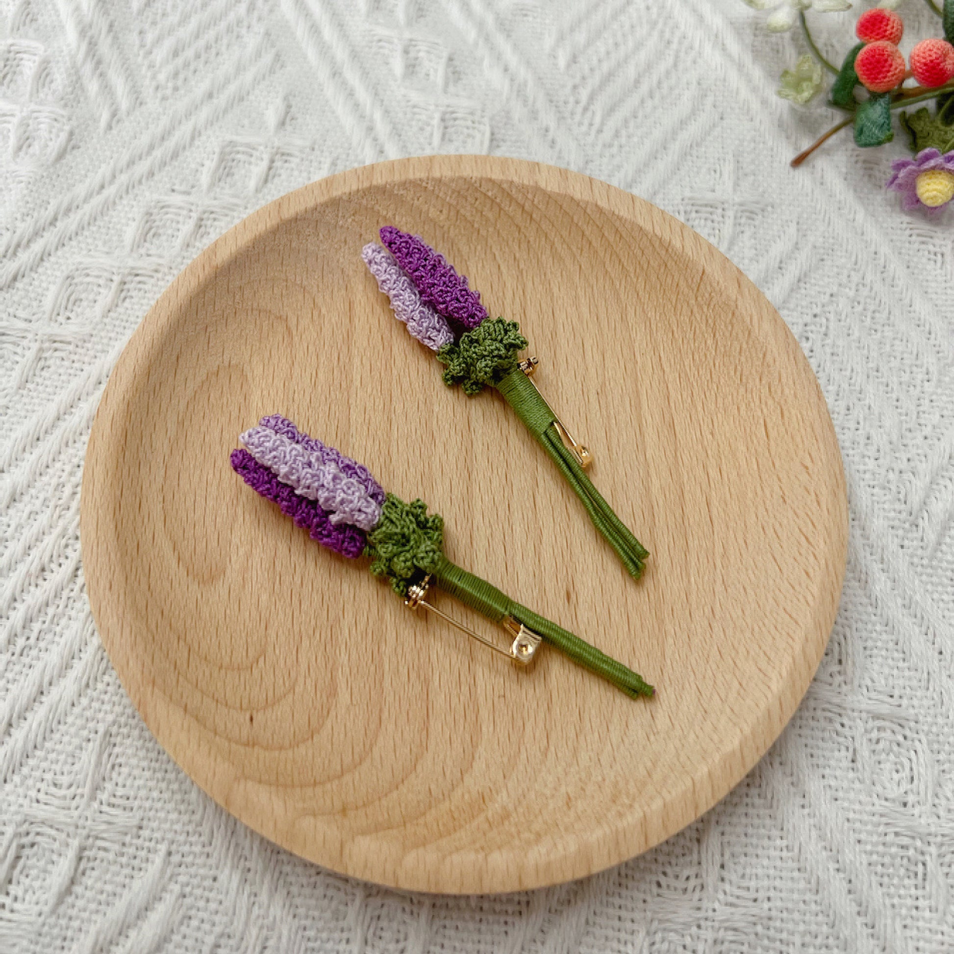 Micro Crochet Lavender Flower Pins
