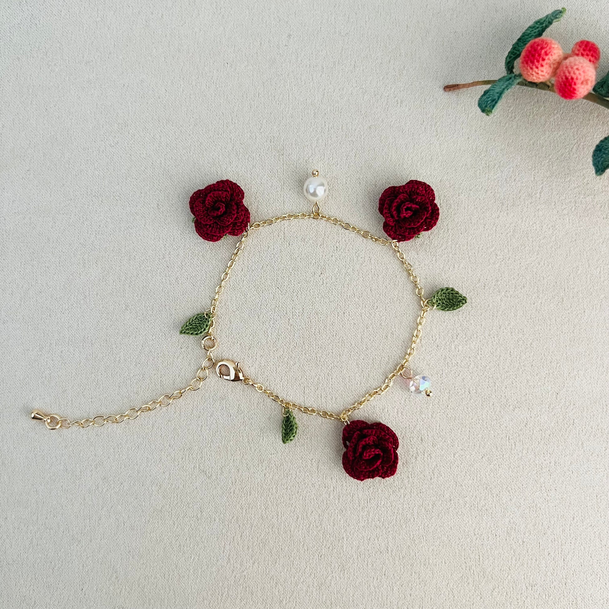 Micro Crochet Rose Bracelet