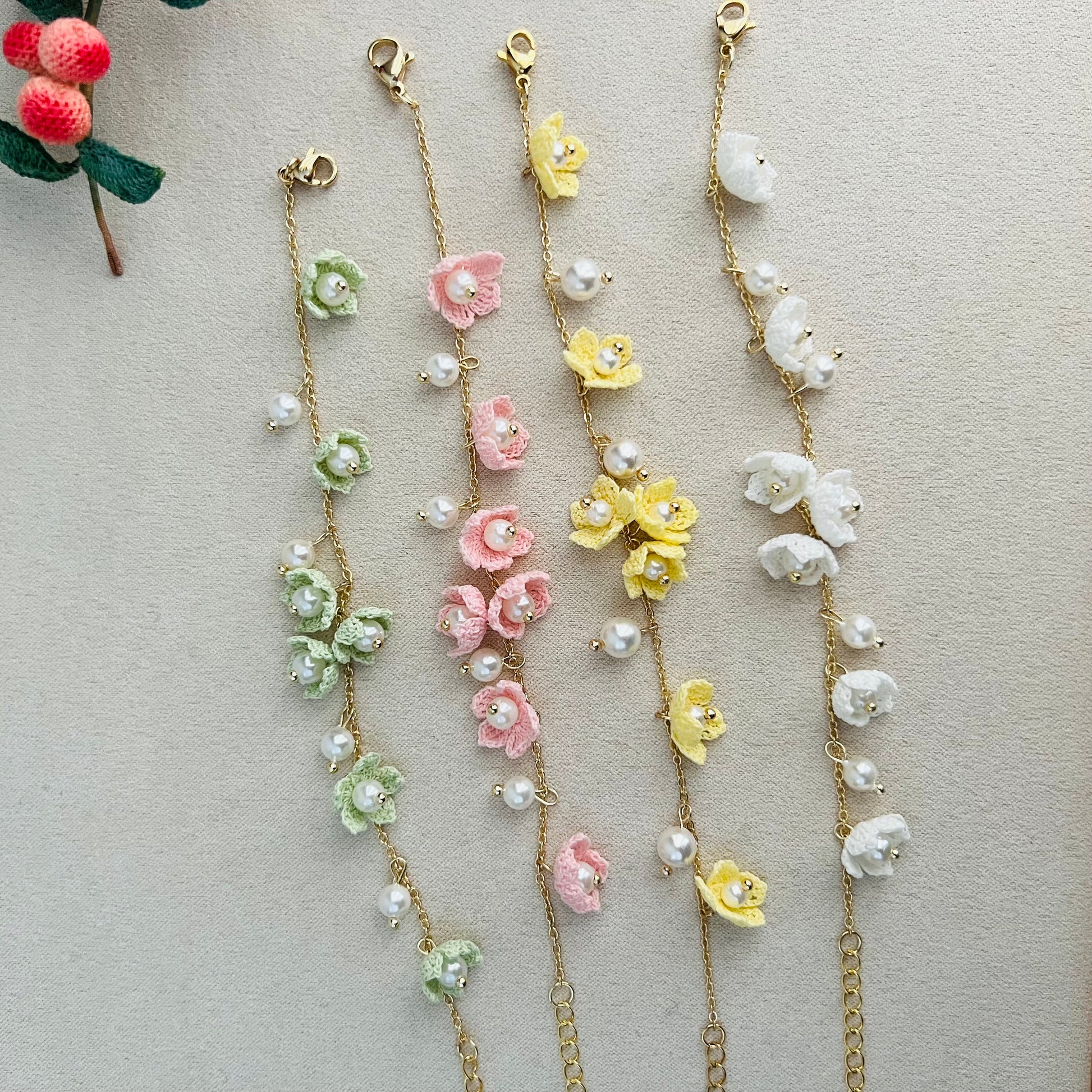 Mini Crochet Flower Bracelets