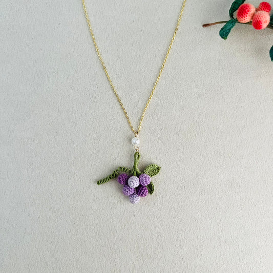 Mini Crochet Grape Fruit Necklace