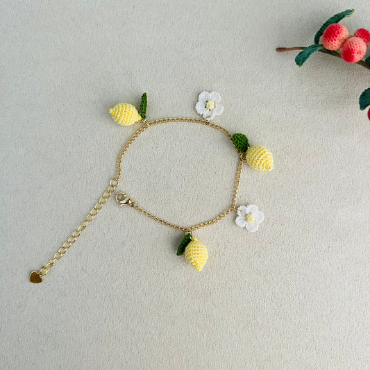 Mini Crochet Lemon Bracelet