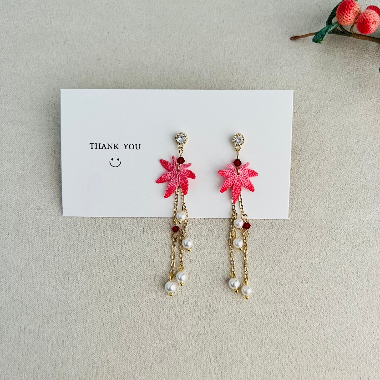 Micro Crochet Maple Earrings | Maple Leaves Dangle Earrings | Handmade Earrings