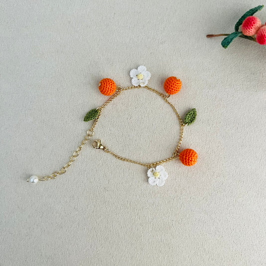 Mini Crochet Orange Bracelet