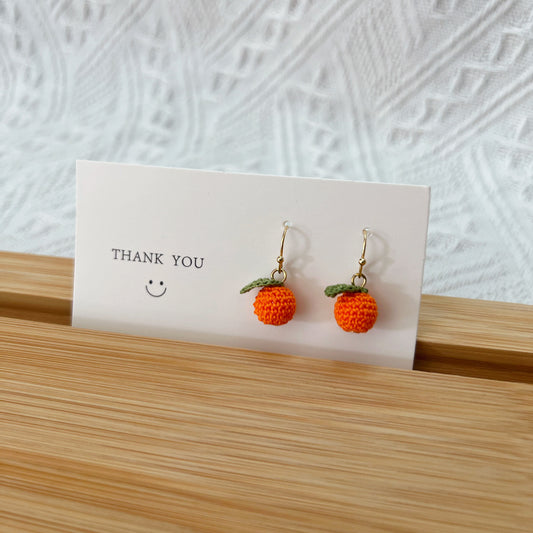Micro Crochet Orange Earrings | Orange Drop Earrings | Handmade Fruit Earrings