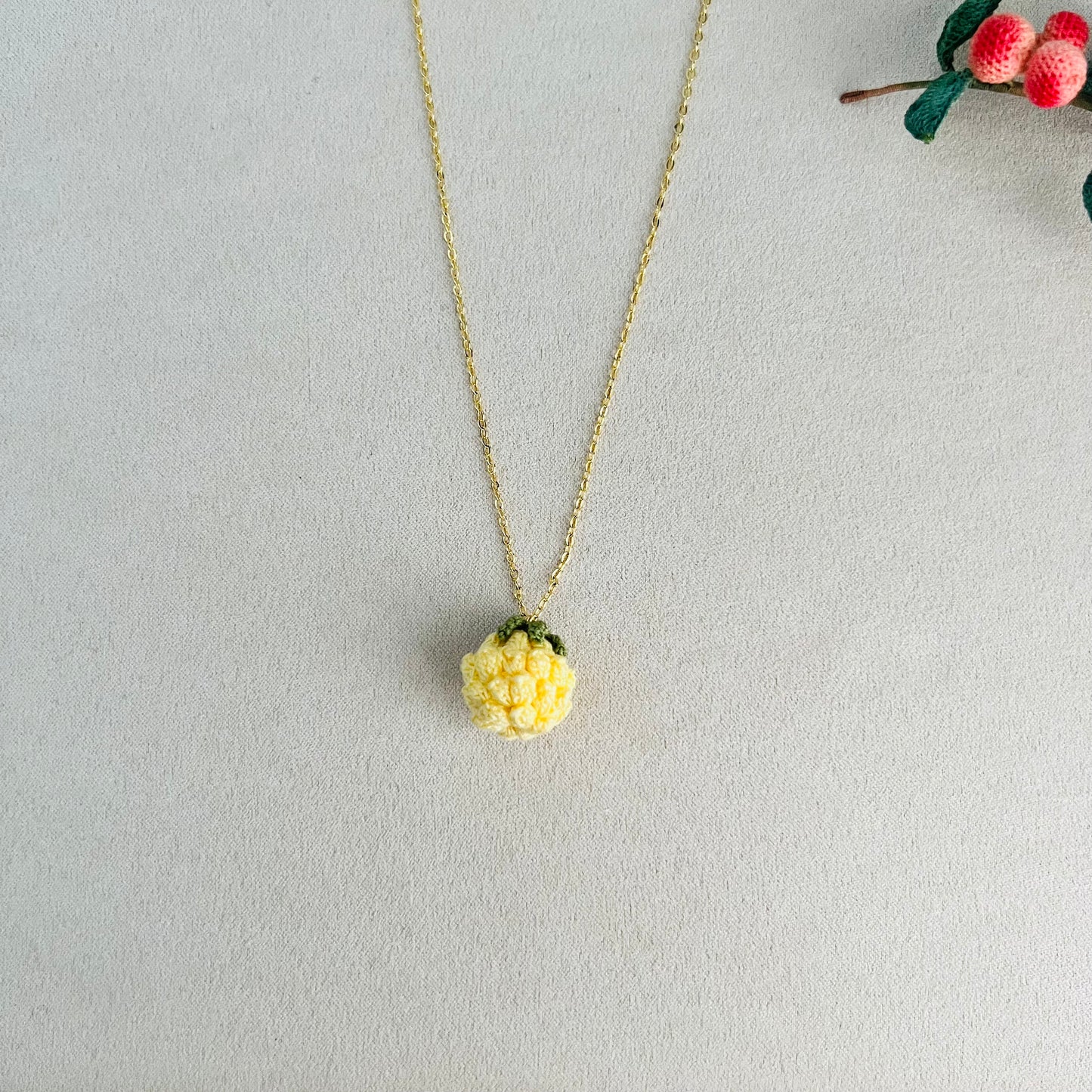 Pineapple Necklace | Handmade Fruit Jewelry | Crochet Pineapple Necklace