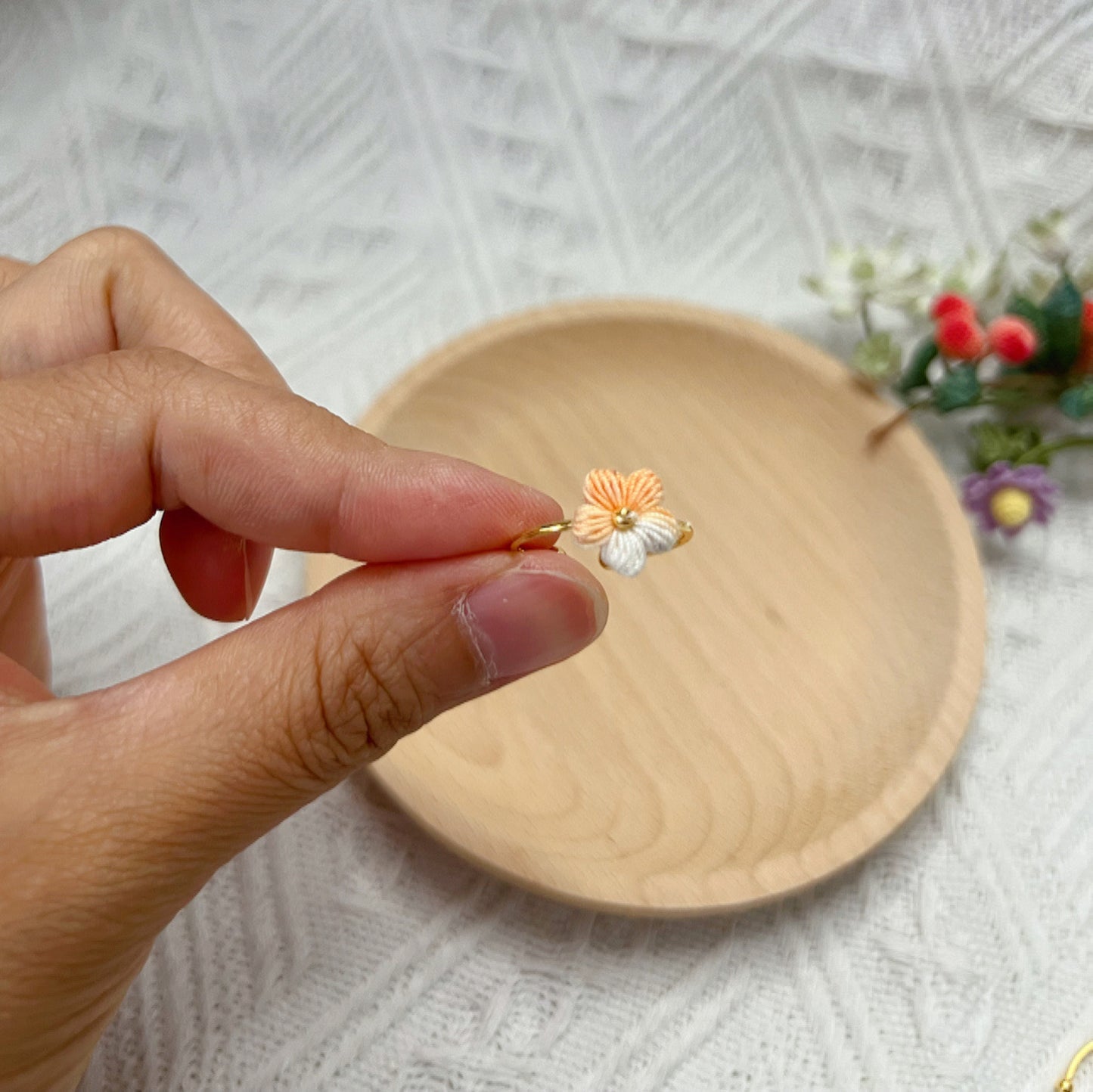 Crochet Flower Ring | Handmade Rings | Cute Ring | Open Rings