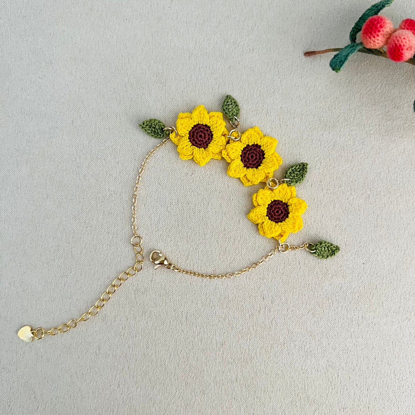 Sunflower Bracelet | Crochet Sunflower Bracelet | Handmade Sunflower Jewelry