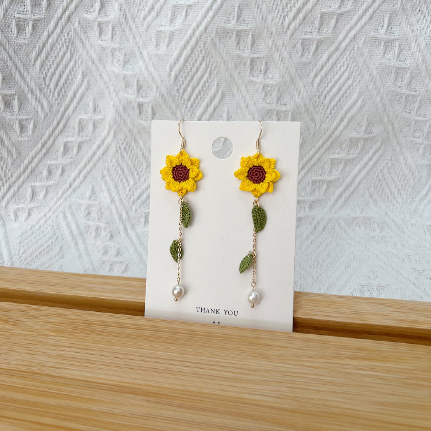 Micro Crochet Sunflower Earrings | Sunflower Dangling Earrings | Sunflower Drop Earrings | Sunflower Dangle Earrings | Handmade Sunflower Earrings