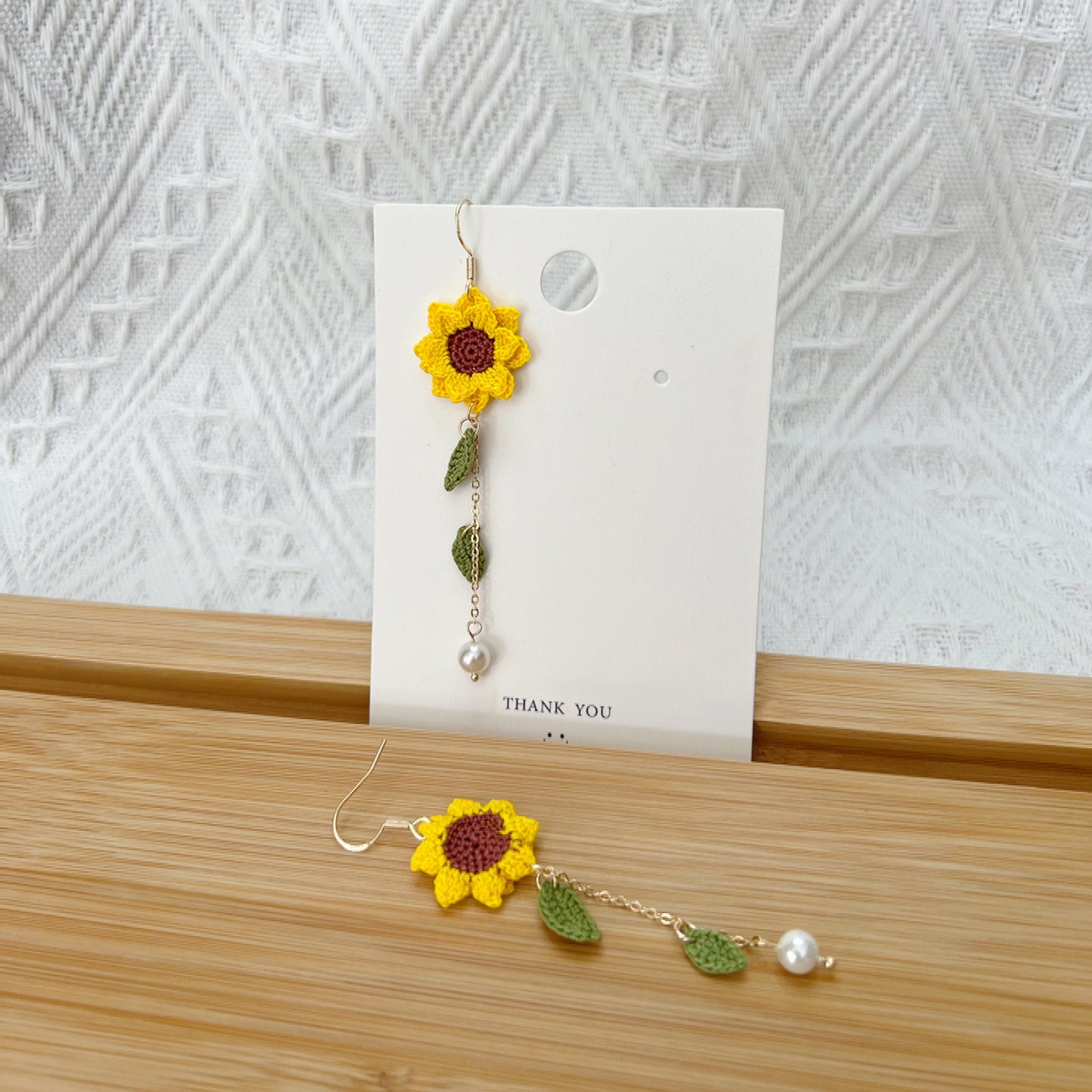 Micro Crochet Sunflower Earrings | Sunflower Dangling Earrings | Sunflower Drop Earrings | Sunflower Dangle Earrings | Handmade Sunflower Earrings